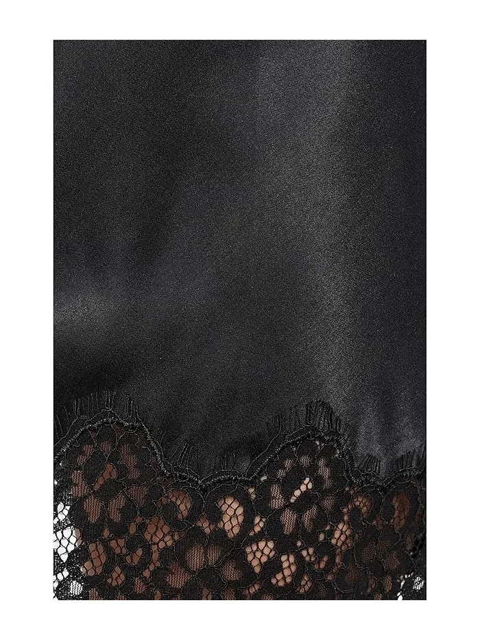 Юбка мини сатиновая с кружевом Everyday Satin Lace Mini Skirt Sanctuary — изображение 5 из 5, черный