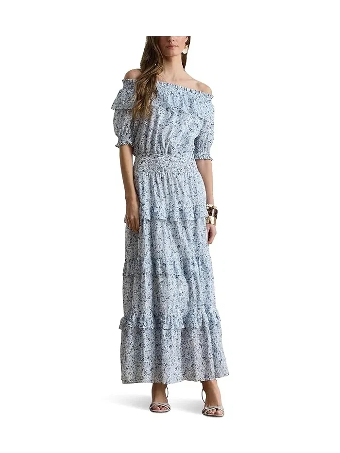 Платье с цветочным принтом офф-шольдер Floral Voile Off-The-Shoulder Dress Lauren Ralph Lauren