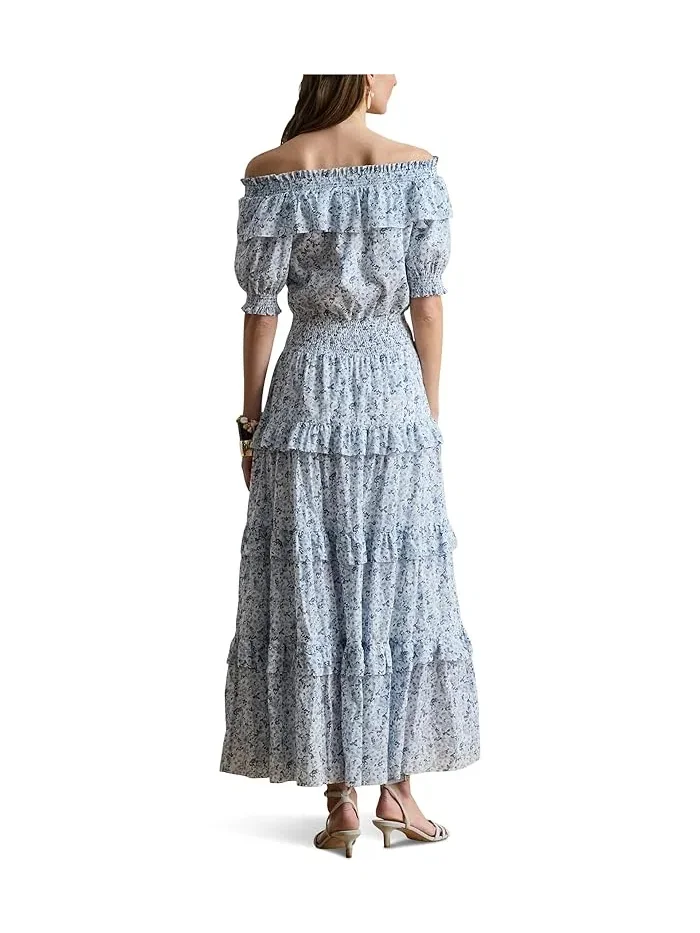 Платье с цветочным принтом офф-шольдер Floral Voile Off-The-Shoulder Dress Lauren Ralph Lauren — изображение 2 из 5