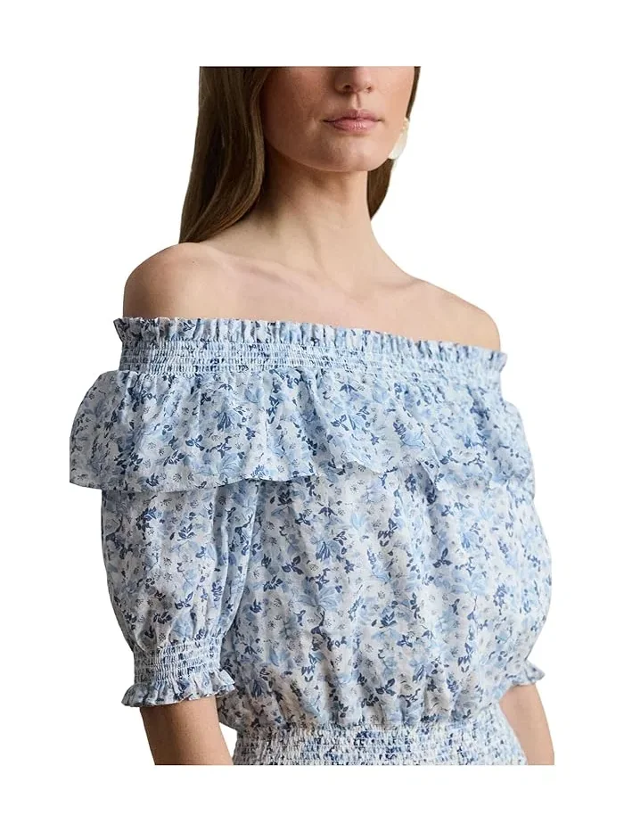 Платье с цветочным принтом офф-шольдер Floral Voile Off-The-Shoulder Dress Lauren Ralph Lauren — изображение 5 из 5