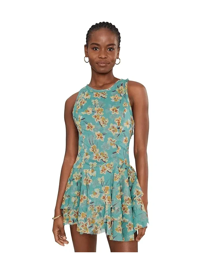Платье мини принтованное Raven Free People — изображение 1 из 5, голубой