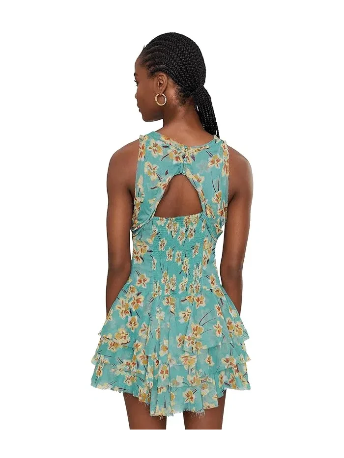 Платье мини принтованное Raven Free People — изображение 4 из 5, голубой