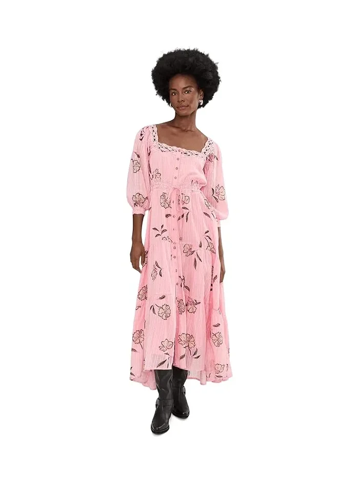 Платье макси с кружевом Morning Meadows Free People — изображение 2 из 5, розовый