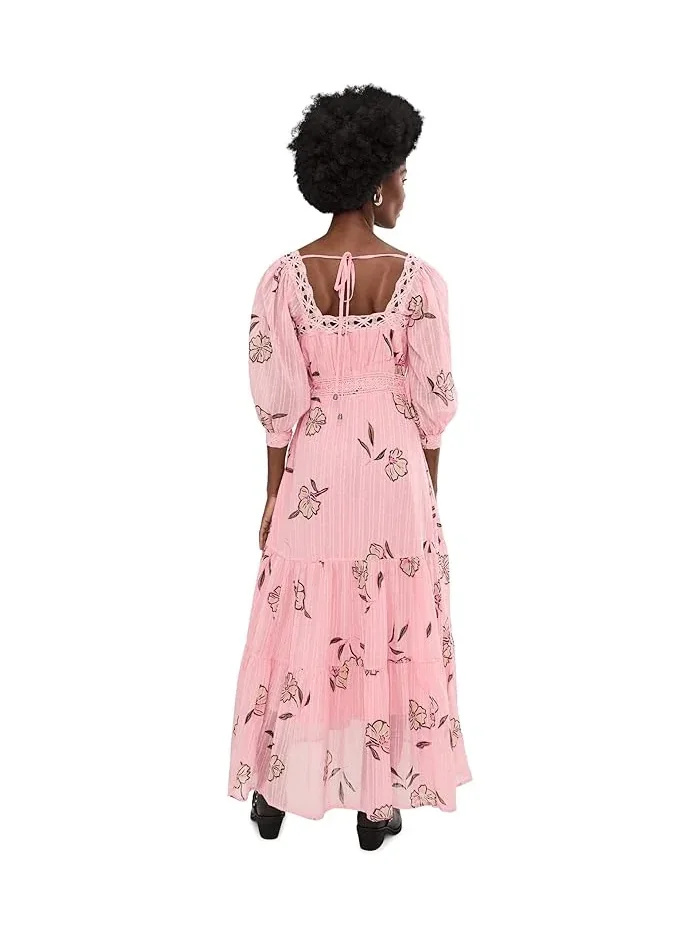 Платье макси с кружевом Morning Meadows Free People — изображение 4 из 5, розовый