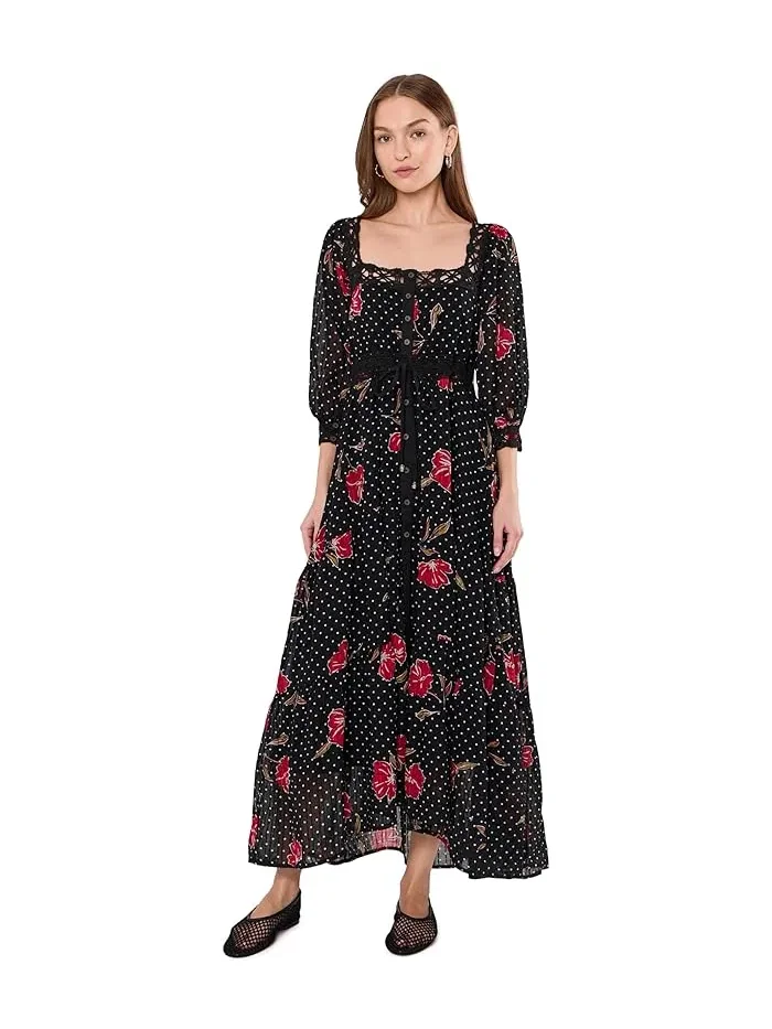 Платье макси с длинным рукавом Morning Meadows Free People — изображение 1 из 5, красный