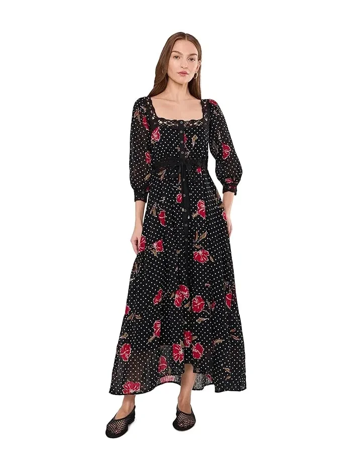 Платье макси с длинным рукавом Morning Meadows Free People — изображение 2 из 5, красный