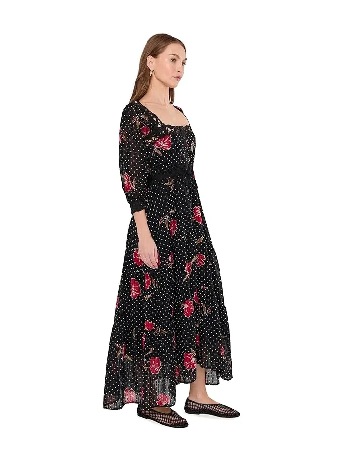 Платье макси с длинным рукавом Morning Meadows Free People — изображение 3 из 5, красный