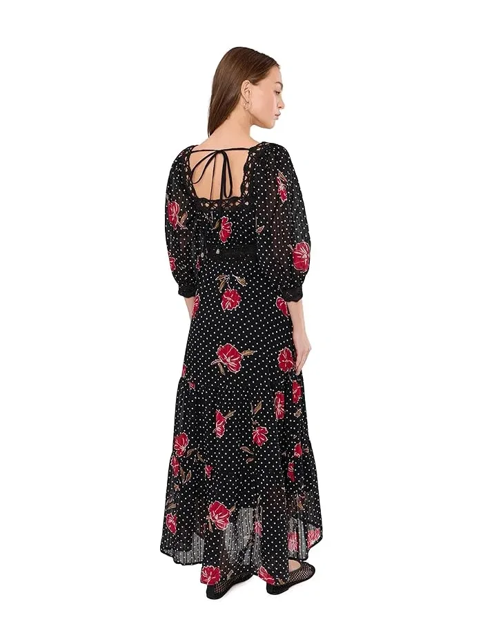 Платье макси с длинным рукавом Morning Meadows Free People — изображение 4 из 5, красный