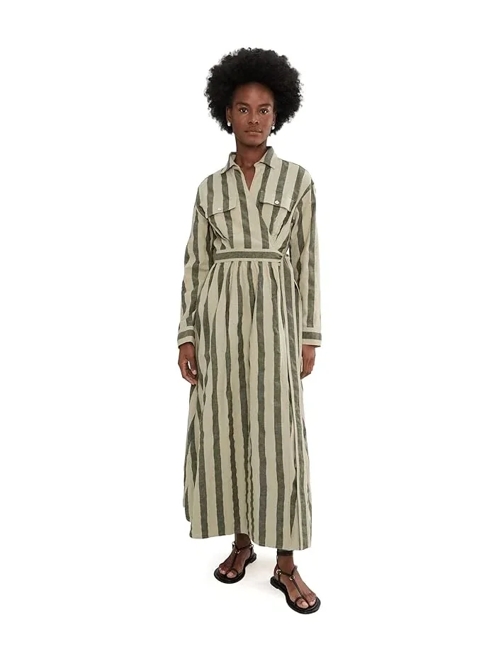 Платье-запах Cotton Linen Julia Faherty — изображение 1 из 5, пиновый зеленый