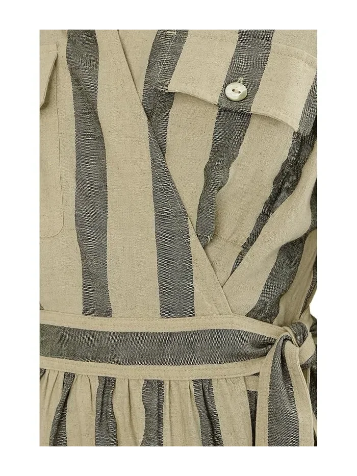 Платье-запах Cotton Linen Julia Faherty — изображение 5 из 5, пиновый зеленый