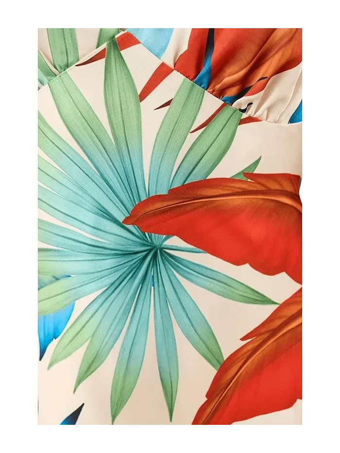 Макси-платье с шарфом-галстуком Botanical Satin Scarf Tie Maxi Dress Avec Les Filles — изображение 5 из 5, синий