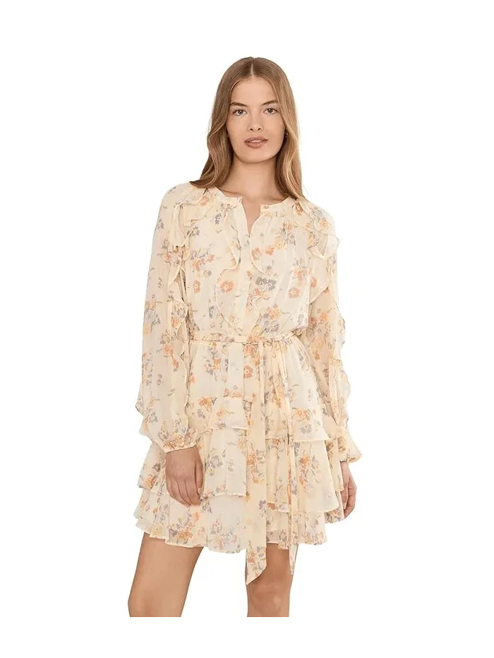 Платье с цветочным принтом рюшами и поясом Petite Floral Ruffle-Trim Tiered Lauren Ralph Lauren