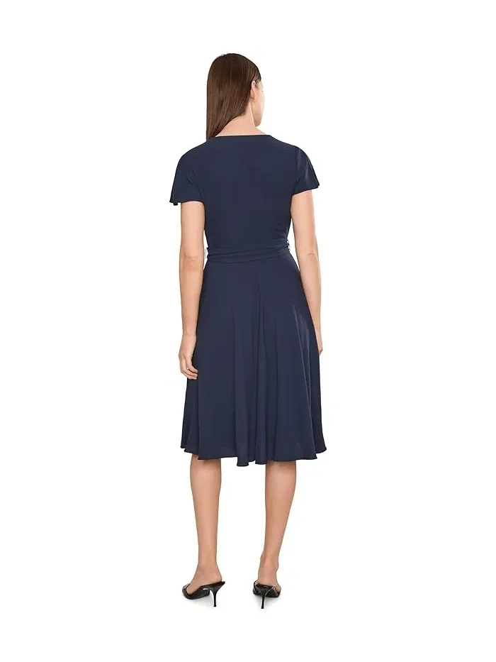 Платье-миди с запахом из жоржета Lauren Ralph Lauren — изображение 4 из 5, темно-синий