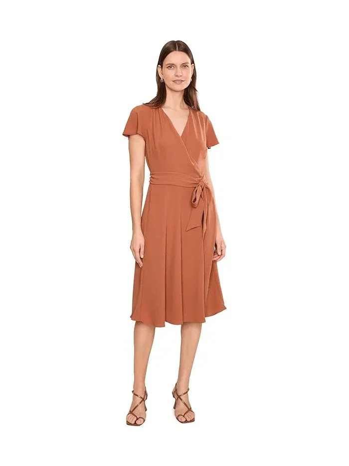 Платье с запахом из жоржета приталенное Lauren Ralph Lauren