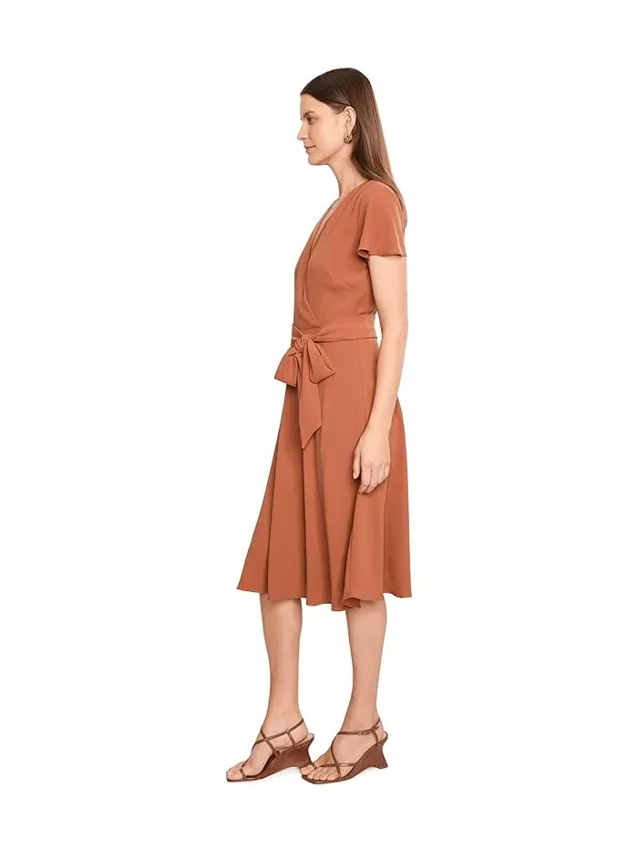 Платье с запахом из жоржета приталенное Lauren Ralph Lauren — изображение 3 из 5, белый