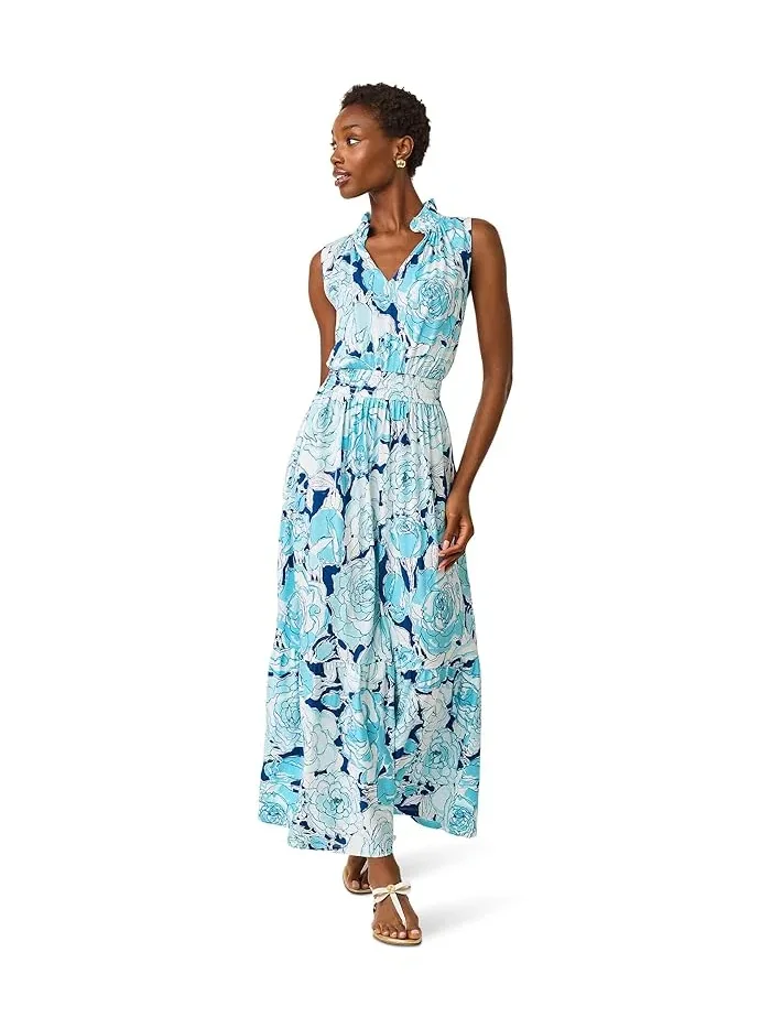 Макси-платье с цветочным принтом Amiria Lilly Pulitzer — изображение 2 из 5, синий