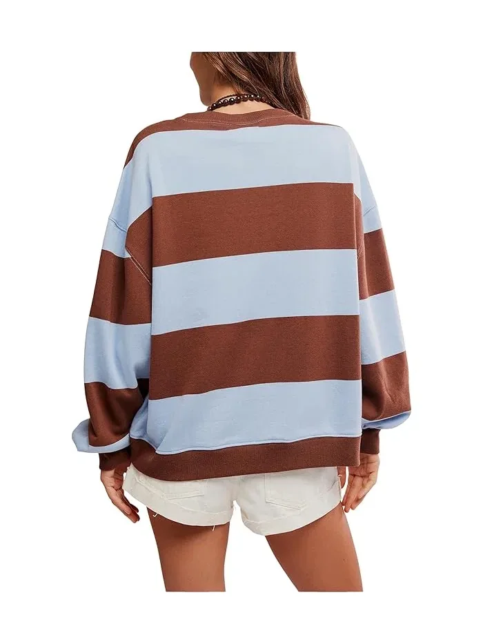 Свитер свободного кроя с полосками Free People — изображение 5 из 5, сине-фиолетовый