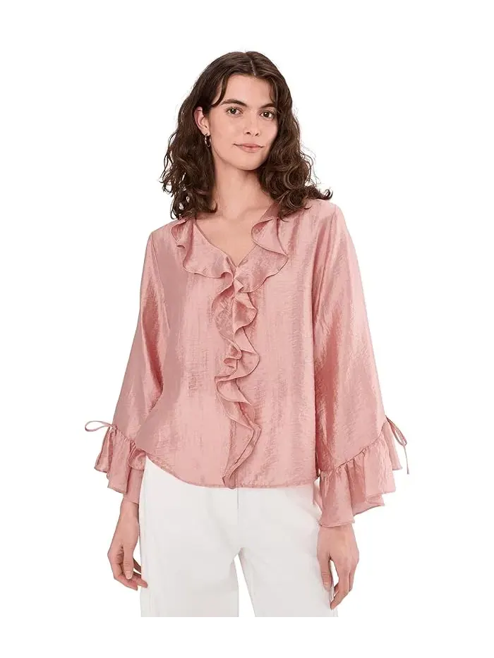 Свитер с рюшами Ruffle Sleeve and Center Front Vince Camuto
