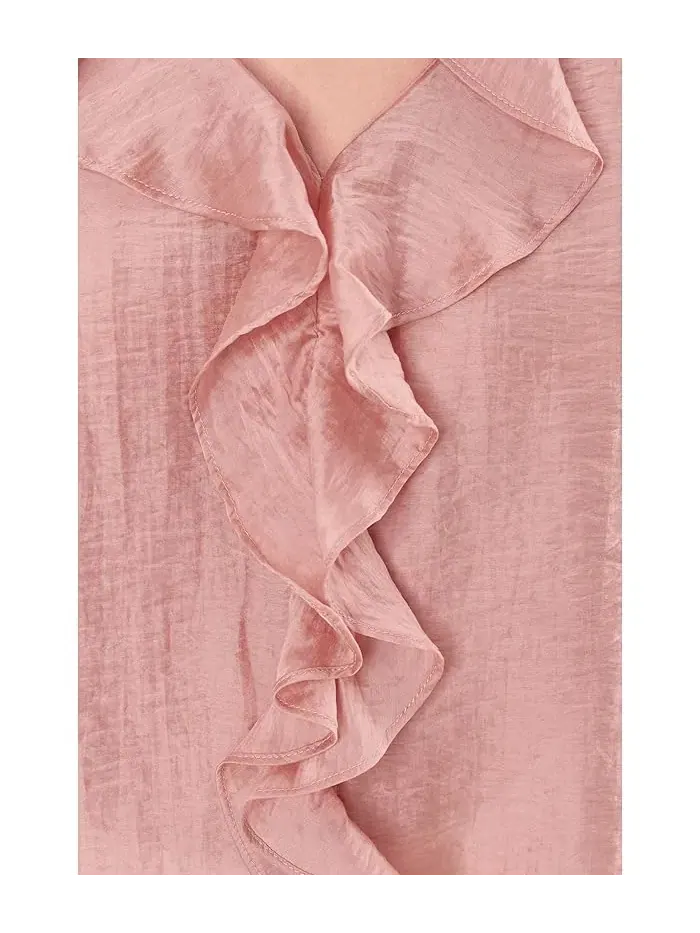 Свитер с рюшами Ruffle Sleeve and Center Front Vince Camuto — изображение 5 из 5, закат коралля