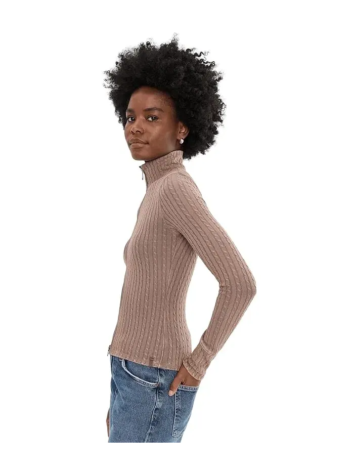 Свитер с воротником-стойкой We The Free Brunch Girl Zip-Up Free People — изображение 3 из 5, коричневый