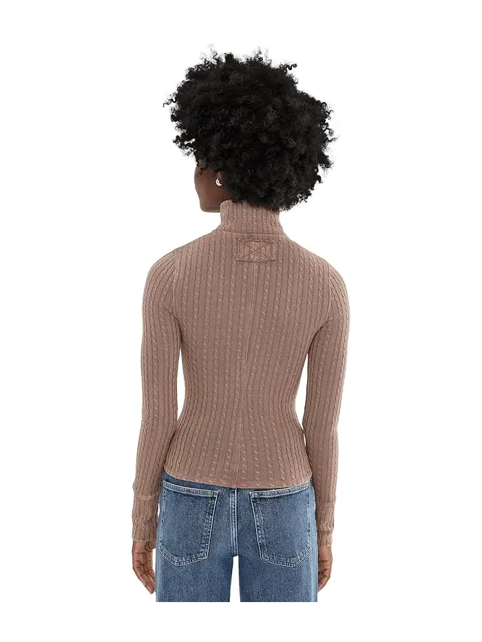 Свитер с воротником-стойкой We The Free Brunch Girl Zip-Up Free People — изображение 4 из 5, коричневый