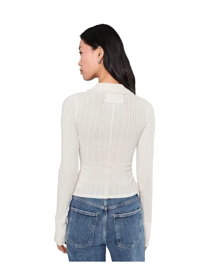 Свитер с молнией We The Free Brunch Girl Zip-Up Free People — изображение 4 из 5, слоновая кость