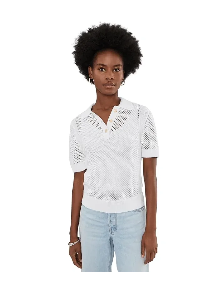Свитер Perri Short Sleeve Mesh Stitch Polo Michael Stars — изображение 1 из 5, белый