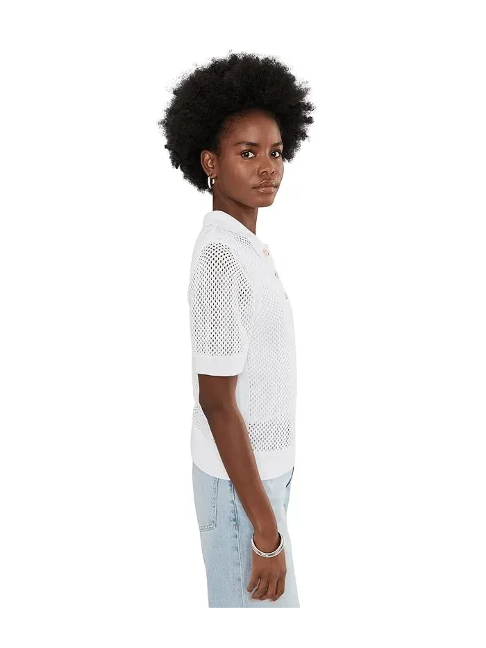 Свитер Perri Short Sleeve Mesh Stitch Polo Michael Stars — изображение 3 из 5, белый