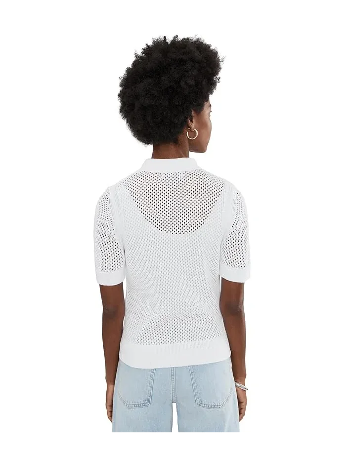 Свитер Perri Short Sleeve Mesh Stitch Polo Michael Stars — изображение 4 из 5, белый