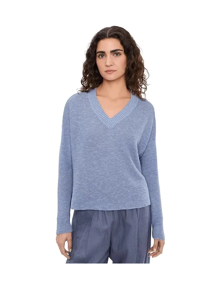 Свитер органический лен хлопок V-образный вырез Eileen Fisher — изображение 1 из 5, дымка