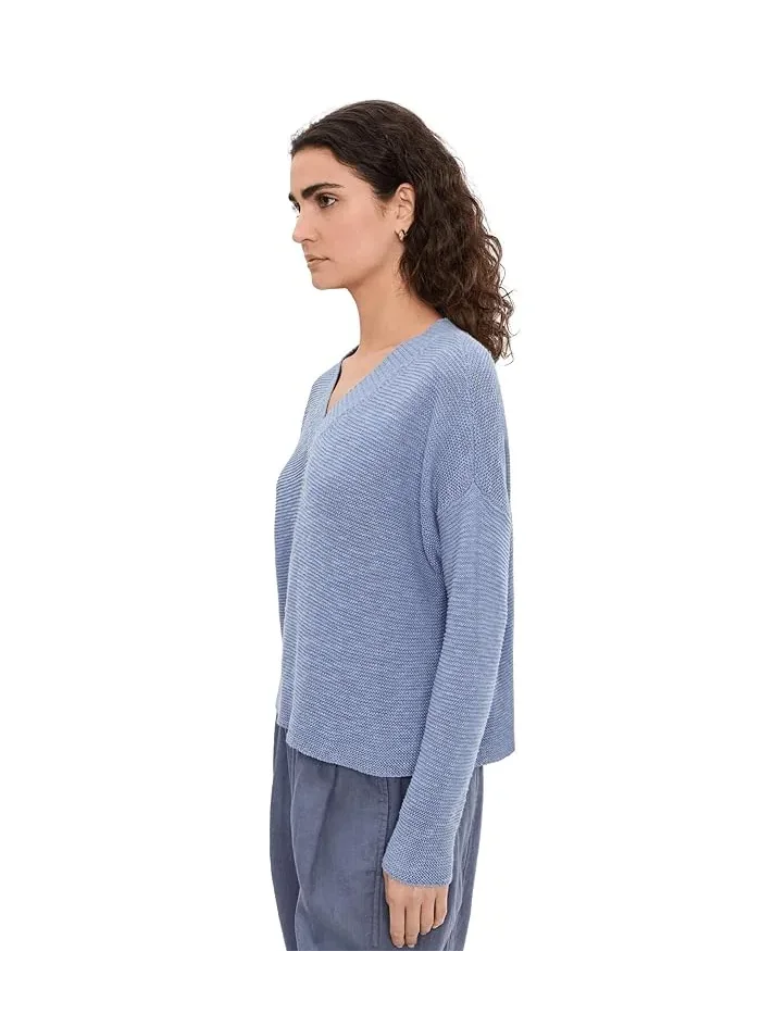 Свитер органический лен хлопок V-образный вырез Eileen Fisher — изображение 3 из 5, дымка