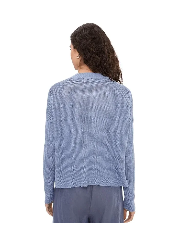 Свитер органический лен хлопок V-образный вырез Eileen Fisher — изображение 4 из 5, дымка