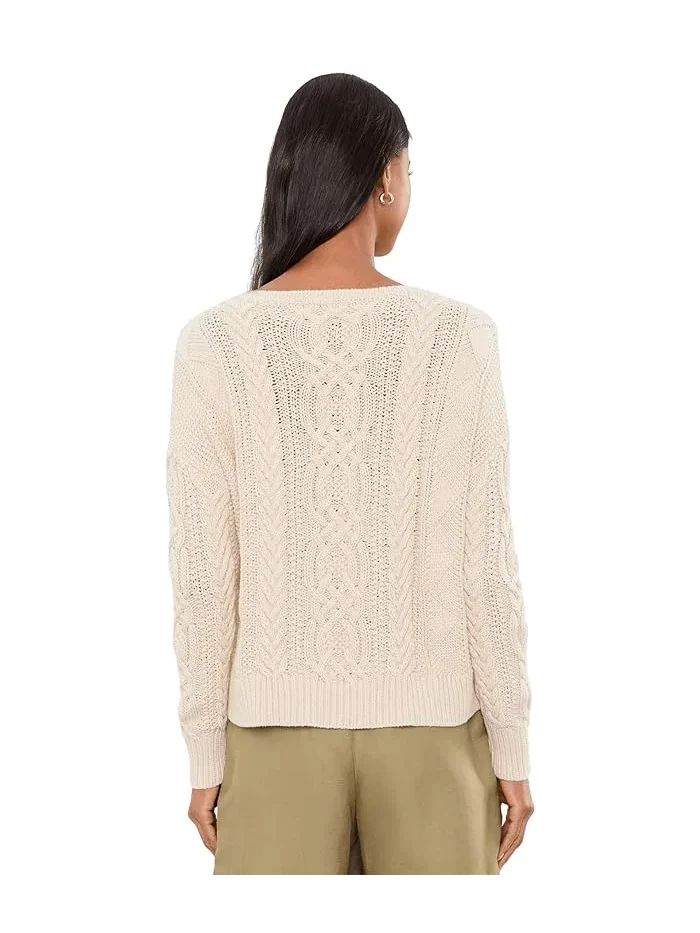 Свитер с крупной вязкой лодочка Cable-Knit Cotton Boatneck Lauren Ralph Lauren — изображение 4 из 5, темный темно-синий