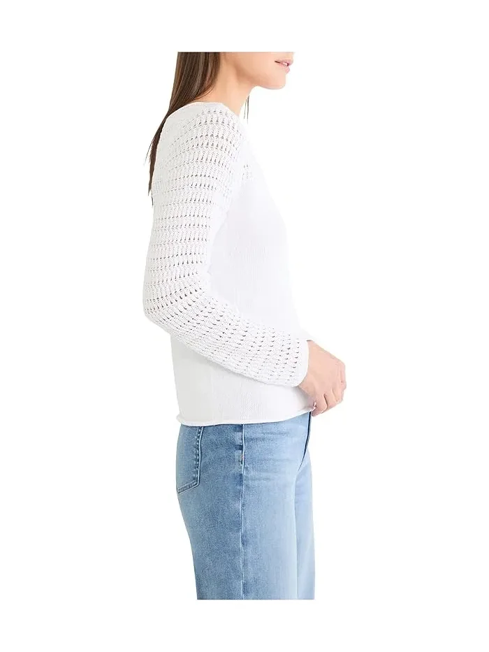 Свитер с ажурным узором Petite Placed Pointelle NIC+ZOE — изображение 3 из 4, белый