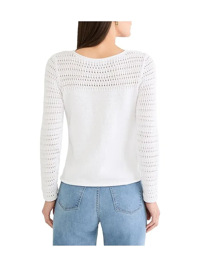 Свитер с ажурным узором Petite Placed Pointelle NIC+ZOE — изображение 4 из 4, белый