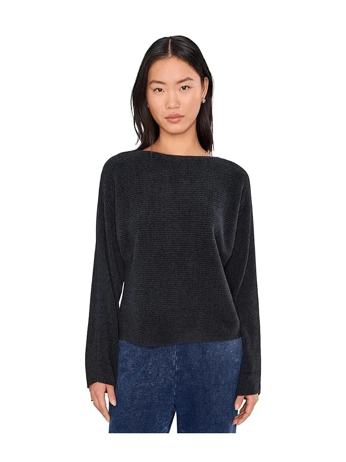 Свитер с горизонтальной рибной вязкой CozyChic Ultra Lite Dolman Barefoot Dreams — изображение 1 из 5, черный