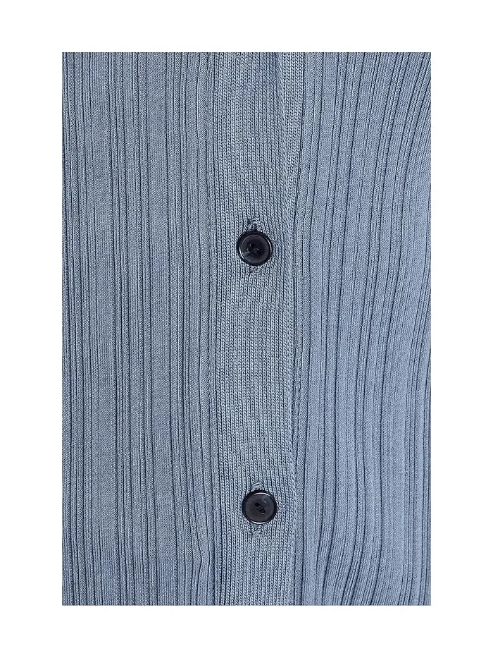 Свитер рифленый поло Variegated Rib Polo Vince — изображение 5 из 5, синий