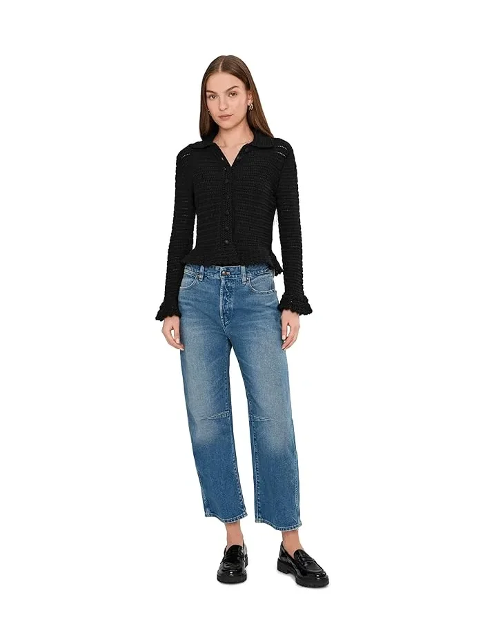 Кардиган пеплум с точечной вязкой Madewell — изображение 2 из 5, черный