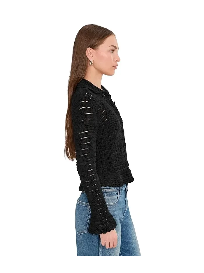 Кардиган пеплум с точечной вязкой Madewell — изображение 3 из 5, черный