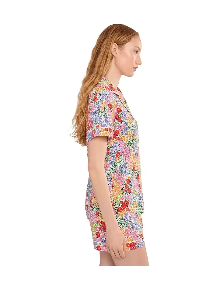 Пижама с цветочным принтом Short Sleeve Shorty Bedhead PJs, Bay Street Bloom — изображение 3 из 5, ярко-зеленый