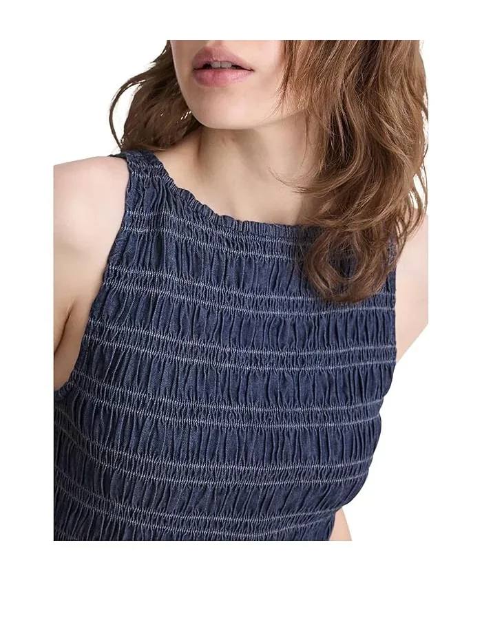 Платье макси джинсовое Denim Smocked Boatneck Maxi Madewell, Carrigan Wash — изображение 5 из 5, отстиранный кэрриган