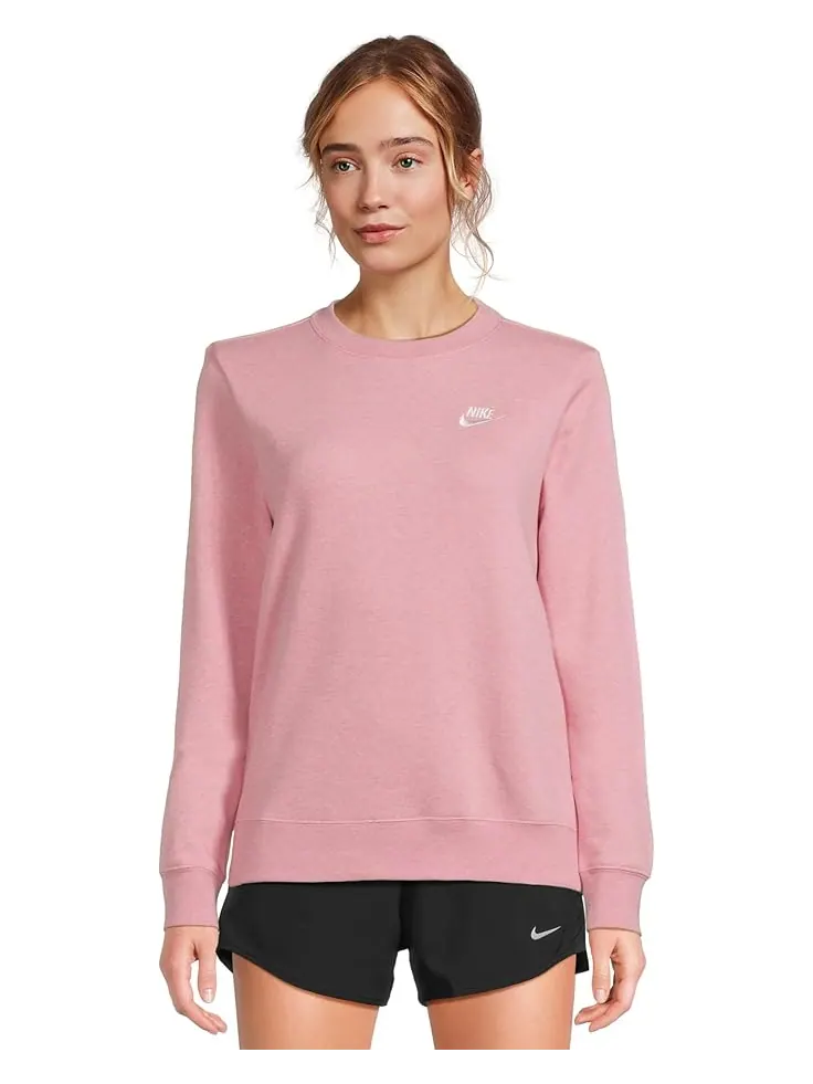 Толстовка Nike Sportswear Club Fleece Crew Neck Sweatshirt — изображение 1 из 5, розовый//белый