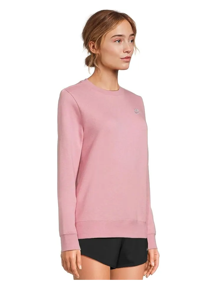 Толстовка Nike Sportswear Club Fleece Crew Neck Sweatshirt — изображение 2 из 5, розовый//белый
