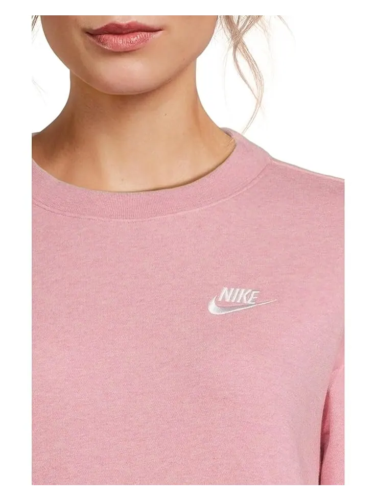 Толстовка Nike Sportswear Club Fleece Crew Neck Sweatshirt — изображение 4 из 5, розовый//белый