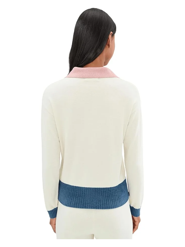 Женский худи Barefoot Dreams Cozychic Ultra Lite Color Block Heart Collared Pullover — изображение 4 из 5, кремовый мульти