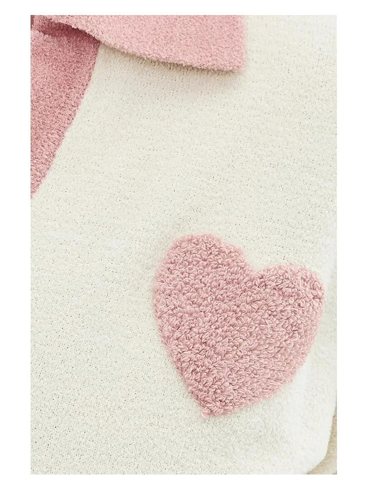 Женский худи Barefoot Dreams Cozychic Ultra Lite Color Block Heart Collared Pullover — изображение 5 из 5, кремовый мульти
