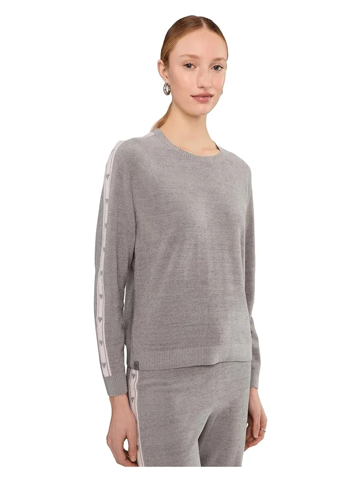 Женский худи Barefoot Dreams Cozychic Ultra Lite Heart Stripe — изображение 1 из 5, серый/розовый песочный
