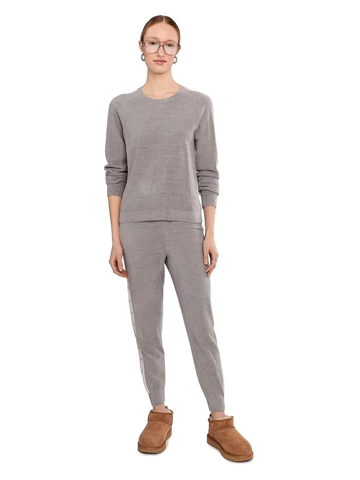Женский худи Barefoot Dreams Cozychic Ultra Lite Heart Stripe — изображение 2 из 5, серый/розовый песочный