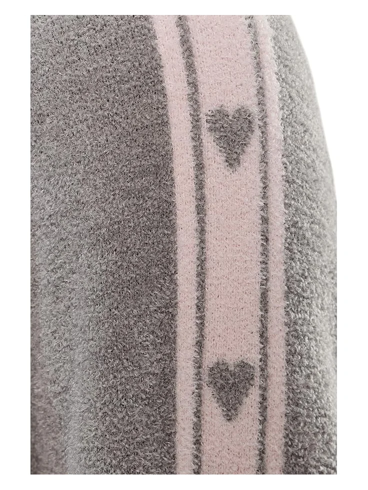 Женский худи Barefoot Dreams Cozychic Ultra Lite Heart Stripe — изображение 5 из 5, серый/розовый песочный