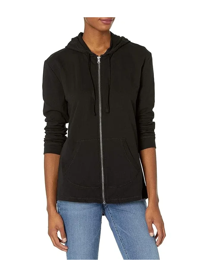 Худи на молнии футер с начесом Slub Jersey Hoodie Hanes — черный